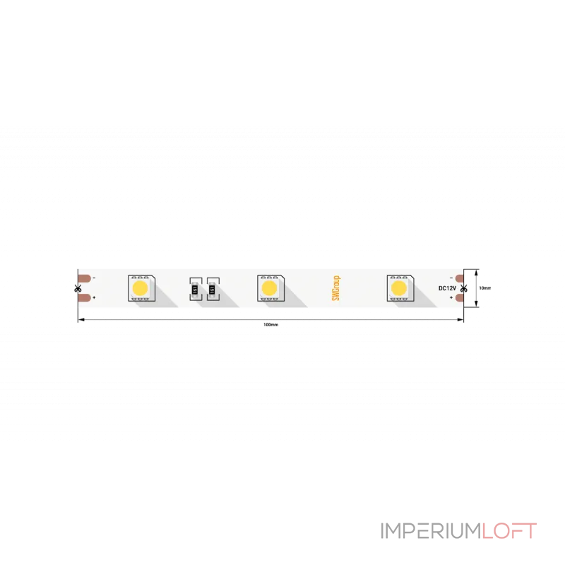 Светодиодная лента 5050, 30 LED/м, 7,2 Вт/м, 12В , IP20, Цвет: Тёплый белый, SWG530-12-7.2-WW-M Светодиодная лента 5050, 30 LED/м, 7,2 Вт/м, 12В , IP20, Цвет: Тёплый белый, SWG530-12-7.2-WW-M