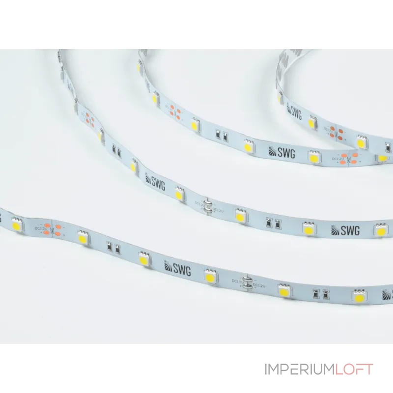 Светодиодная лента 5050, 30 LED/м, 7,2 Вт/м, 12В , IP20, Цвет: Холодный белый, SWG530-12-7.2-W-M