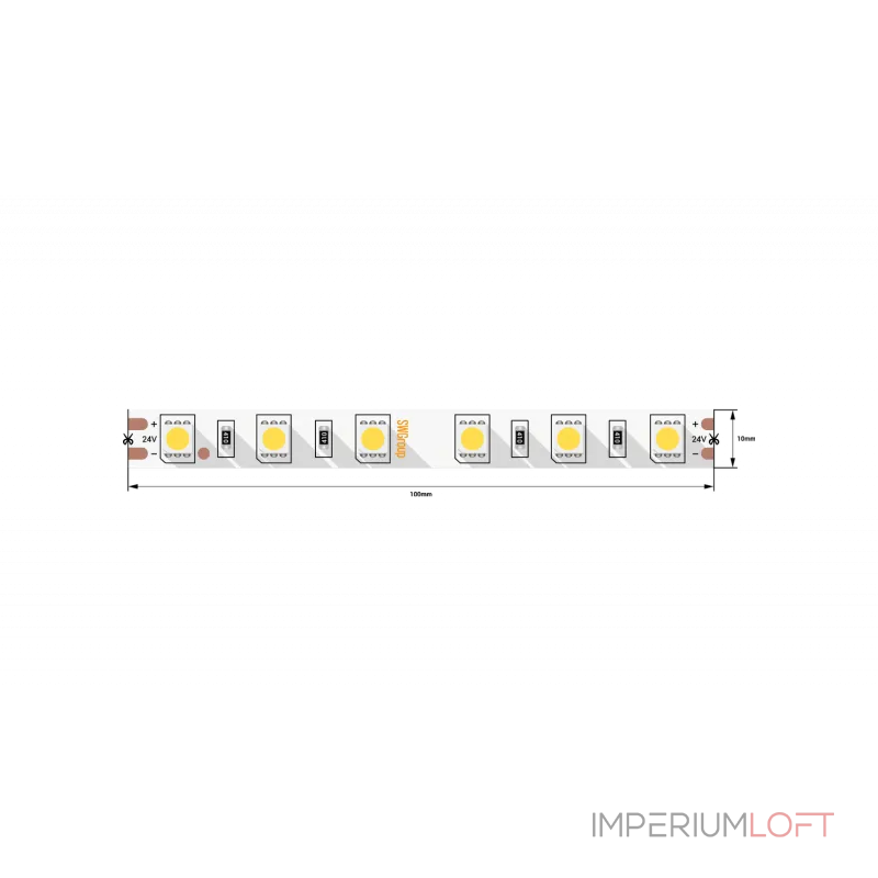 Светодиодная лента 5050, 60 LED/м, 14,4 Вт/м, 24В , IP20, Цвет: Нейтральный белый, SWG560-24-14.4-NW-M Светодиодная лента 5050, 60 LED/м, 14,4 Вт/м, 24В , IP20, Цвет: Нейтральный белый, SWG560-24-14.4-NW-M