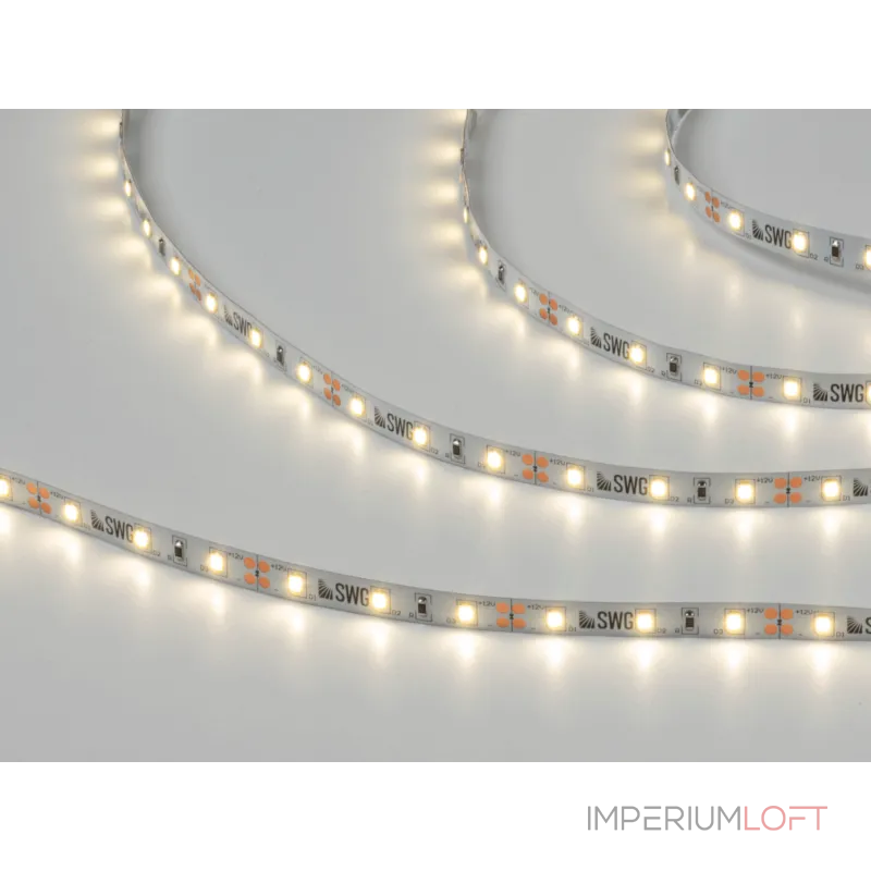 Светодиодная лента 2835, 60 LED/м, 6,3 Вт/м, 12В , IP20, Цвет: Нейтральный белый, SWG260-12-6.3-NW-M Светодиодная лента 2835, 60 LED/м, 6,3 Вт/м, 12В , IP20, Цвет: Нейтральный белый, SWG260-12-6.3-NW-M