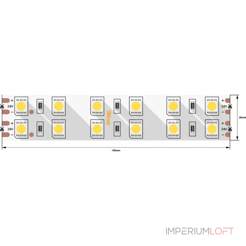 Светодиодная лента 5050, 120 LED/м, 28,8 Вт/м, 24В , IP20, Цвет: Холодный белый, SWG5120-24-28.8-W-M Светодиодная лента 5050, 120 LED/м, 28,8 Вт/м, 24В , IP20, Цвет: Холодный белый, SWG5120-24-28.8-W-M