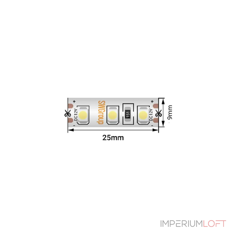 Светодиодная лента 3528, 120 LED/м, 9,6 Вт/м, 24В , IP66, Цвет: Тёплый белый, SWG3120-24-9.6-WW-66-M Светодиодная лента 3528, 120 LED/м, 9,6 Вт/м, 24В , IP66, Цвет: Тёплый белый, SWG3120-24-9.6-WW-66-M