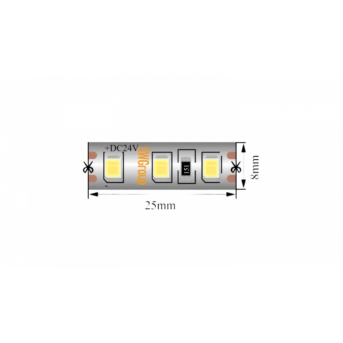 Светодиодная лента 2835, 120 LED/м, 9,6 Вт/м, 24В , IP65, 3M, Цвет: Нейтральный белый, SWG2120-24-9.6-NW-65-M от ImperiumLoft