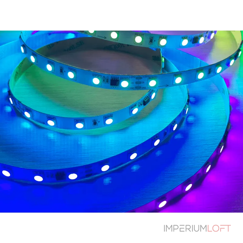 Светодиодная лента SPI, 5050, 60 LED/м, 14,4 Вт/м, 24В , IP20, Цвет: RGB, SWG5PT60-24-14,4-WS2811RGB