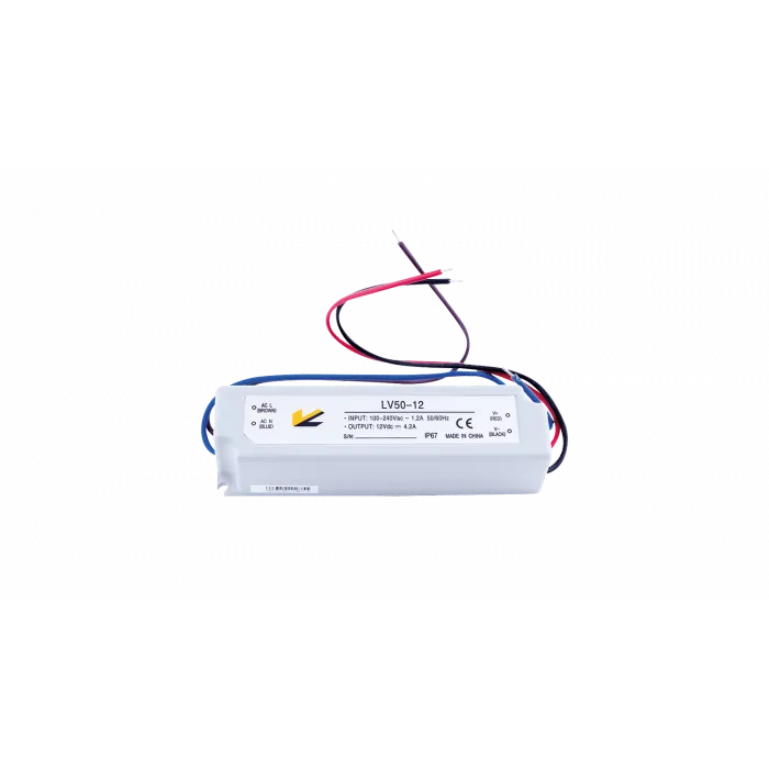 Блок питания для светодиодных лент IP 67 Пластик 50 W 12V LV-50-12 от ImperiumLoft