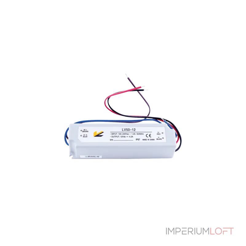 Блок питания для светодиодных лент IP 67 Пластик 50 W 12V LV-50-12