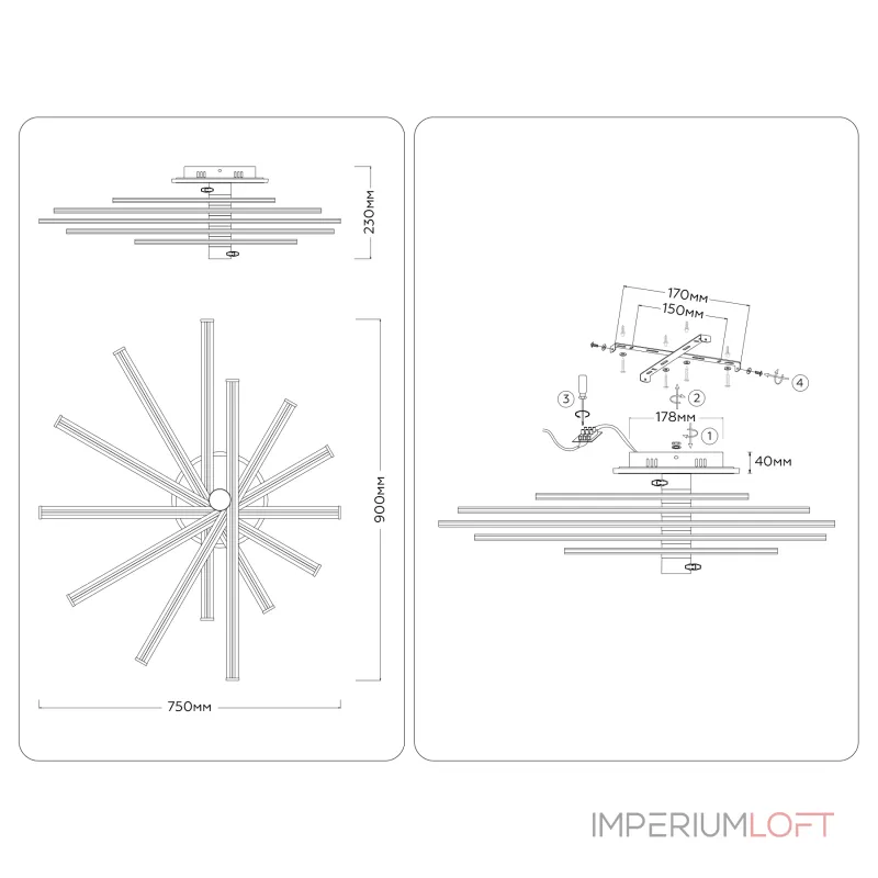 Потолочная люстра Ambrella COMFORT LineTech FL6242 Потолочная люстра Ambrella COMFORT LineTech FL6242