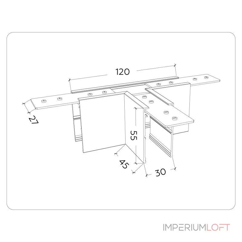Коннектор Т-образный для накладного шинопровода Magnetic Ambrella TRACK SYSTEM GL1035
