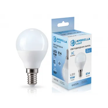 Лампа светодиодная Шар P45 11W 6400K Ambrella BULBING 451116 Лампа светодиодная Шар P45 11W 6400K Ambrella BULBING 451116