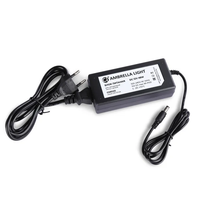 Блок питания для светодиодной ленты с вилкой Ambrella ILLUMINATION GS8520 от ImperiumLoft