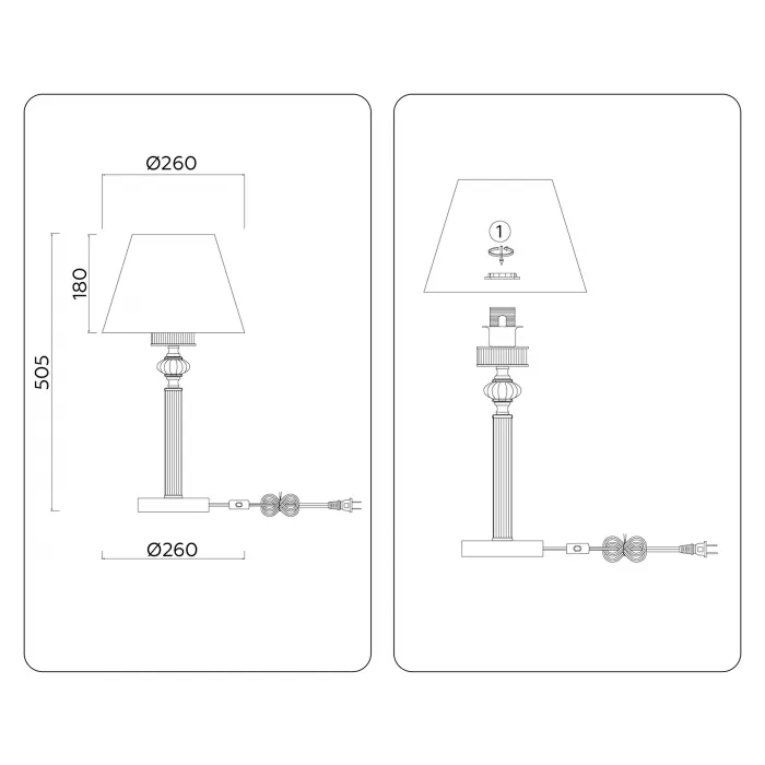 Настольная лампа с абажуром и хрусталем Ambrella HIGH LIGHT LH71007 от ImperiumLoft