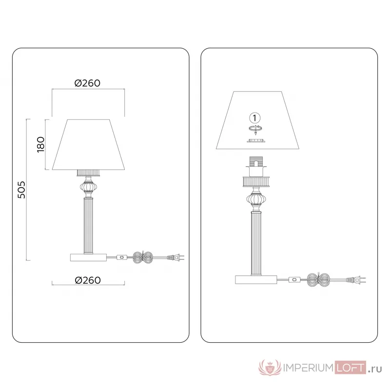 Настольная лампа с абажуром и хрусталем Ambrella HIGH LIGHT LH71007 от ImperiumLoft