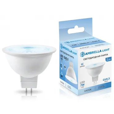 Светодиодная лампа Lens 38° MR16 7W 6400K Ambrella BULBING 170716