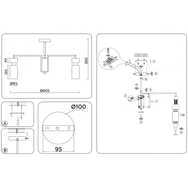 Люстра на штанге Ambrella HIGH LIGHT LH56124 от ImperiumLoft