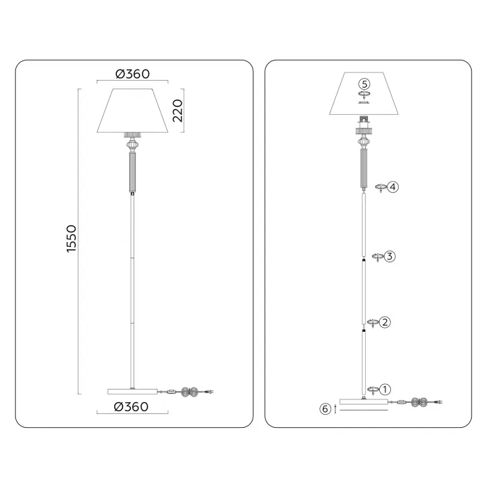 Напольный светильник с абажуром и хрусталем Ambrella HIGH LIGHT LH71008 от ImperiumLoft
