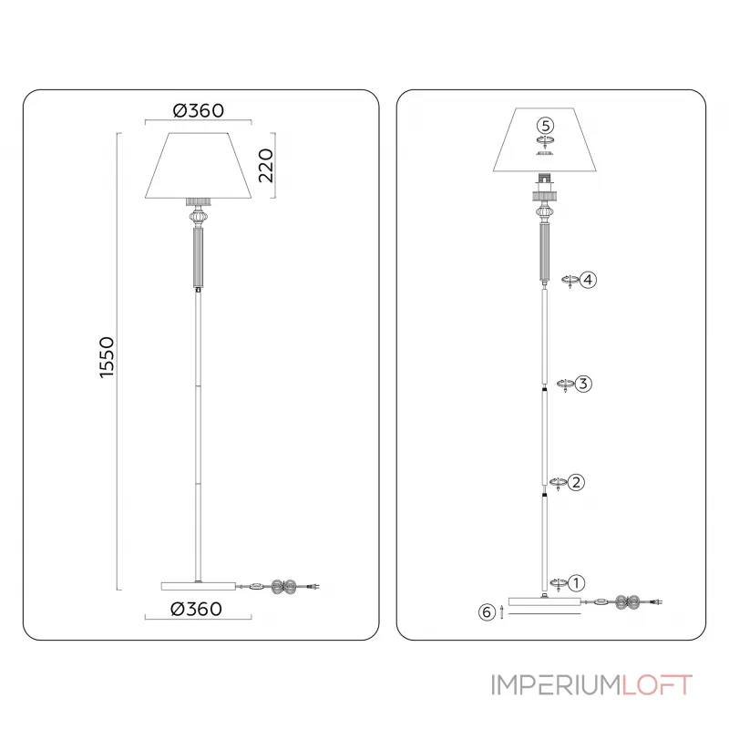 Напольный светильник с абажуром и хрусталем Ambrella HIGH LIGHT LH71008 от ImperiumLoft Напольный светильник с абажуром и хрусталем Ambrella HIGH LIGHT LH71008 от ImperiumLoft