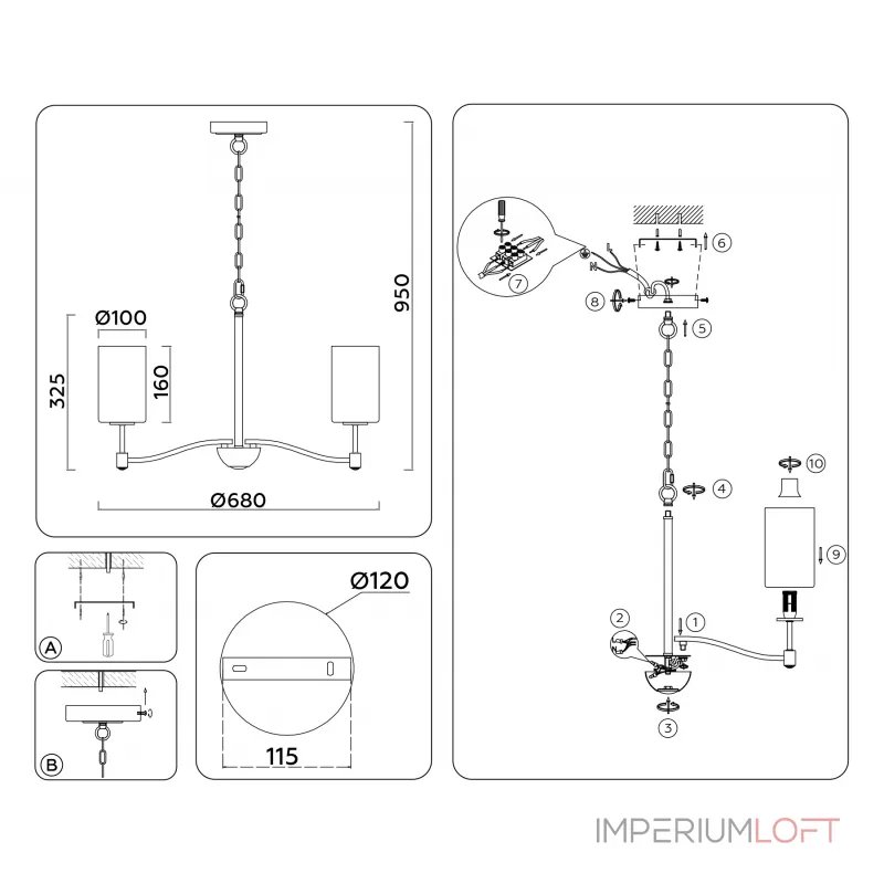 Подвесная люстра Ambrella HIGH LIGHT LH56053 Подвесная люстра Ambrella HIGH LIGHT LH56053