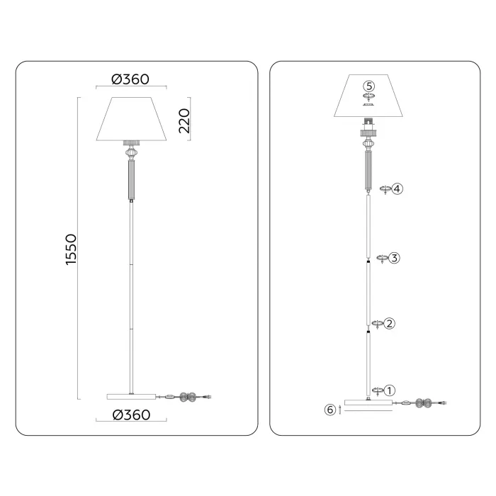 Напольный светильник с абажуром и хрусталем Ambrella HIGH LIGHT LH71028 от ImperiumLoft