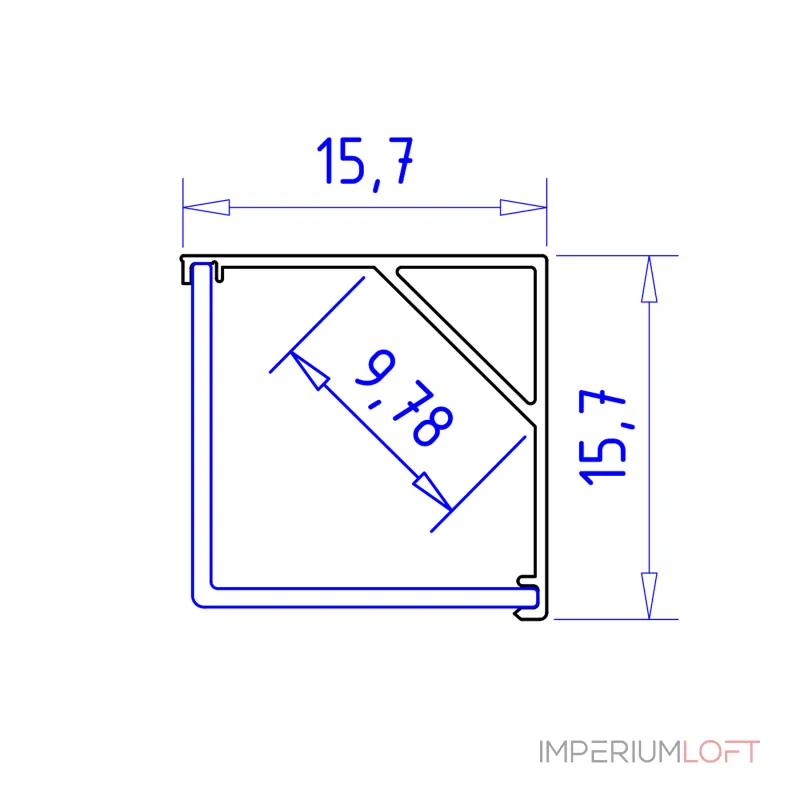 Алюминиевый профиль угловой квадратный Ambrella ILLUMINATION GP2150AL
