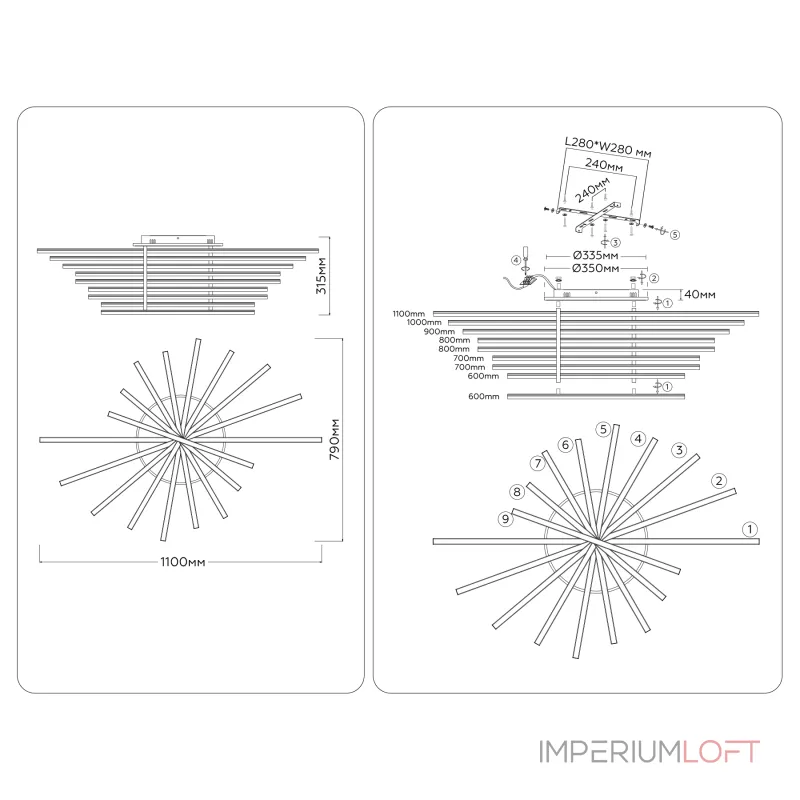 Потолочная люстра Ambrella COMFORT LineTech FL6291 Потолочная люстра Ambrella COMFORT LineTech FL6291