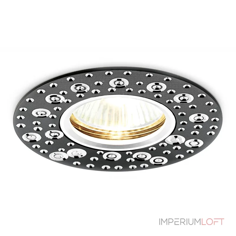 Круглый встраиваемый точечный светильник MR16 Ambrella STANDARD SPOT A801 BK/AL