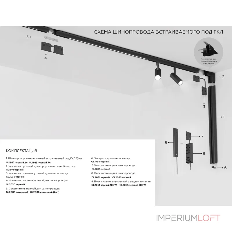 Шинопровод 2м встраиваемый под ГКЛ 12,5мм 48V 10mm Ambrella TRACK SYSTEM GL1922 Шинопровод 2м встраиваемый под ГКЛ 12,5мм 48V 10mm Ambrella TRACK SYSTEM GL1922