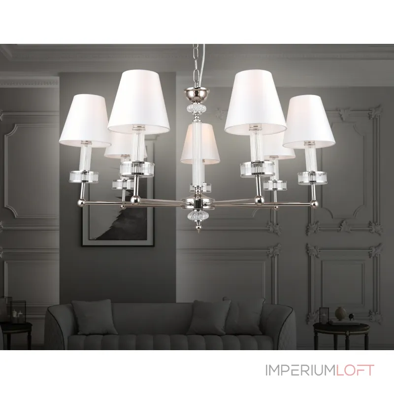 Подвесная люстра с абажурами и хрусталем Ambrella HIGH LIGHT LH71003 Подвесная люстра с абажурами и хрусталем Ambrella HIGH LIGHT LH71003
