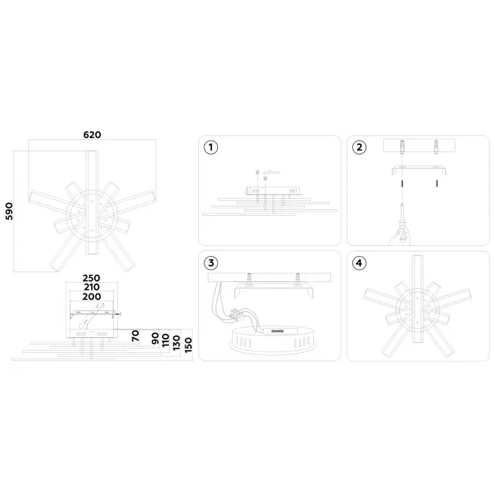 Настенно-потолочный светодиодный светильник с пультом Ambrella ACRYLICA FA8903 от ImperiumLoft