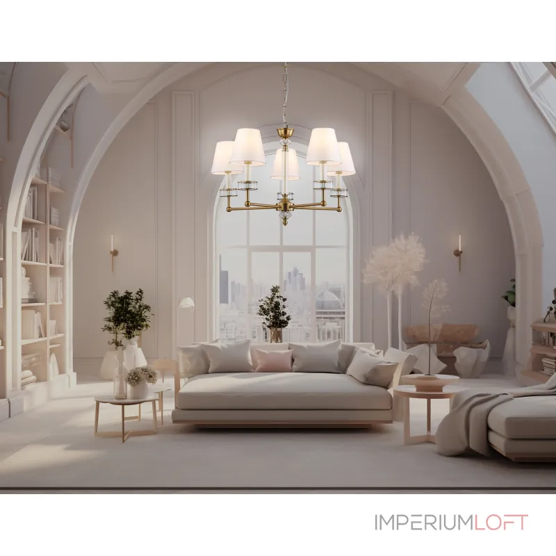 Подвесная люстра с абажурами и хрусталем Ambrella HIGH LIGHT LH71021 Подвесная люстра с абажурами и хрусталем Ambrella HIGH LIGHT LH71021