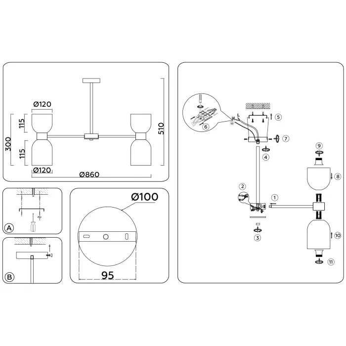 Люстра на штанге Ambrella HIGH LIGHT LH56085 от ImperiumLoft