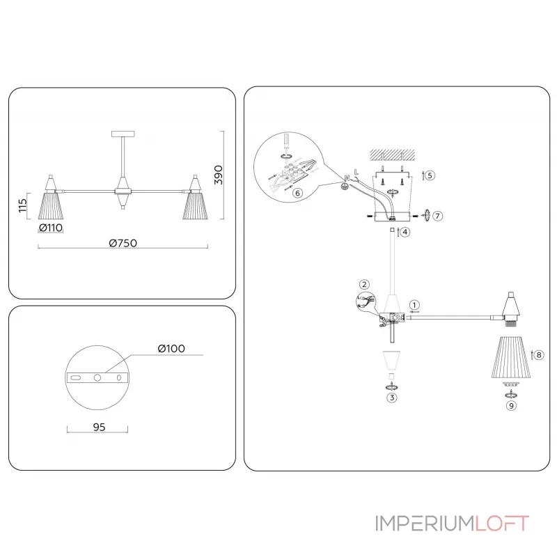 Люстра на штанге Ambrella HIGH LIGHT LH58116