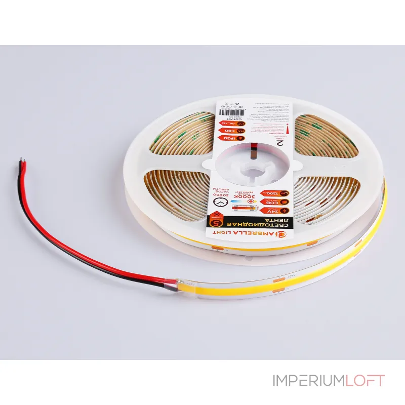 Светодиодная лента GS4751 COB 528Led/14W m/ 24V IP20 3000K/ 5m*10mm*2mm (2 конт.) Ambrella ILLUMINATION GS GS4751