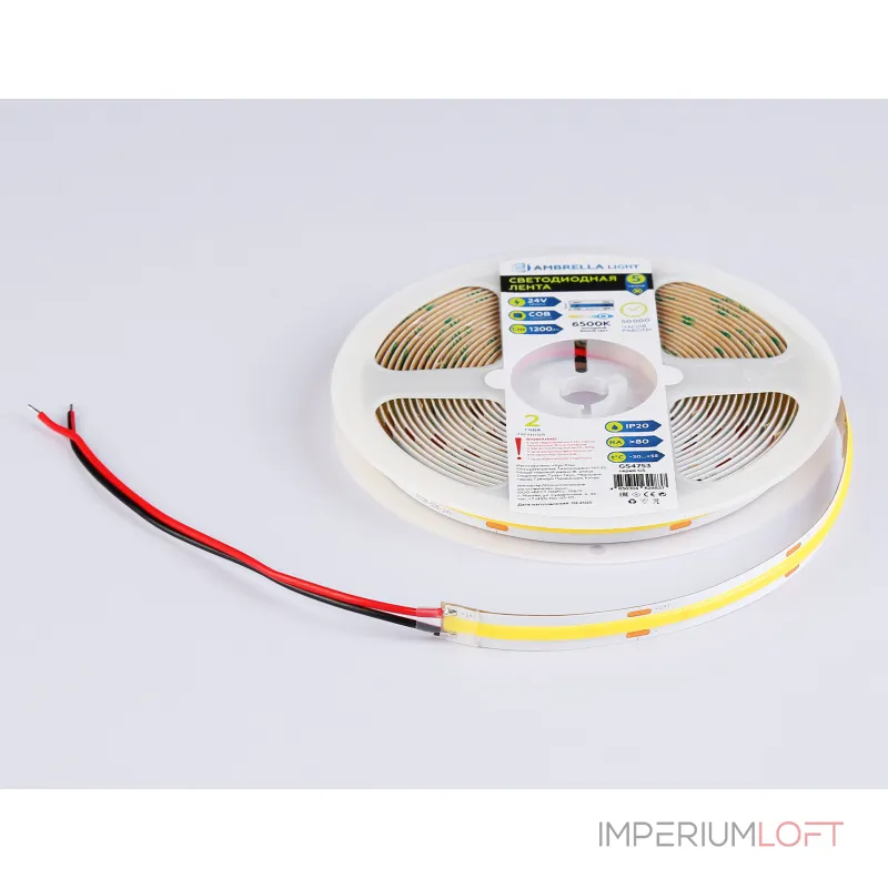 Светодиодная лента GS4753 COB 528Led/14W m/ 24V IP20 6500K/ 5m*10mm*2mm (2 конт.) Ambrella ILLUMINATION GS GS4753