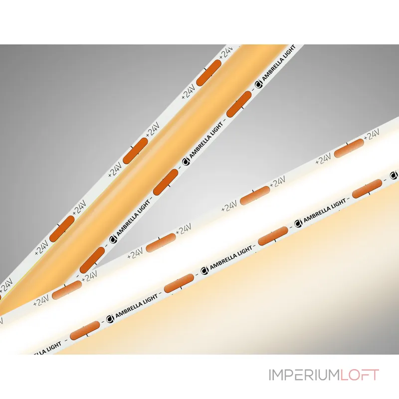 Светодиодная лента GS4801 COB 616Led/19W m/ 24V IP20 3000K/ 5m*12mm*2mm (2 конт.) Ambrella ILLUMINATION GS GS4801