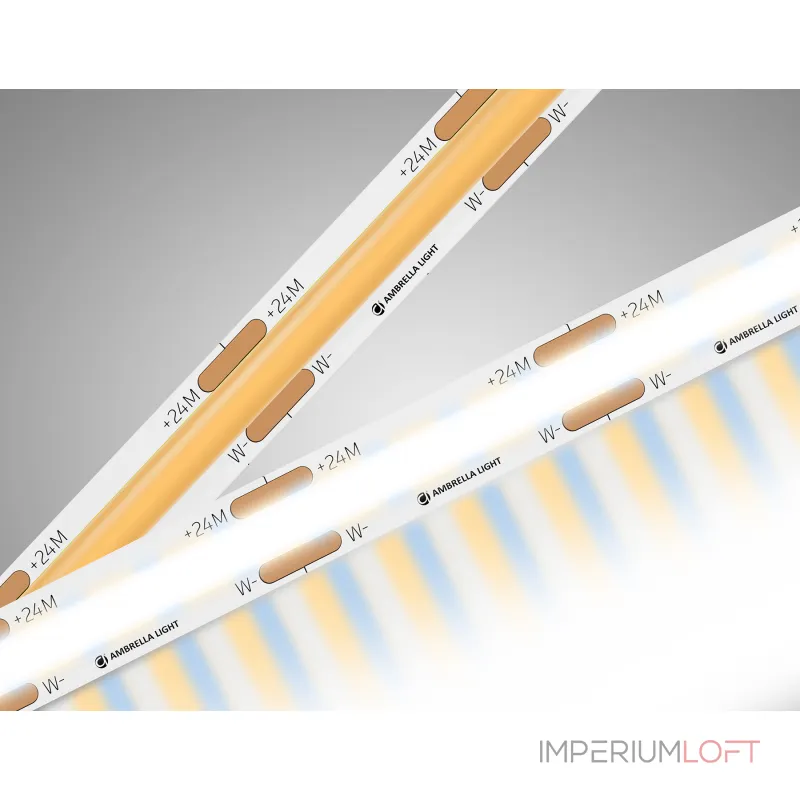 Светодиодная лента GS4901 COB 608Led/ 12W m/ 24V IP20 CCT 3000-6500K/ 5m*8mm*2.2mm (3 конт.) Ambrella ILLUMINATION GS GS4901