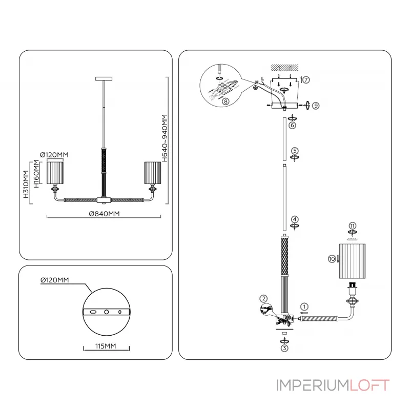 Люстра на штанге Ambrella HIGH LIGHT CLASSIC LH71503 Люстра на штанге Ambrella HIGH LIGHT CLASSIC LH71503