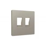 Лицевая панель (Серо-бежевый матовый) для компьютерной/телефонной двойной розетки Ambrella Volt ALFA AP3721 от ImperiumLoft