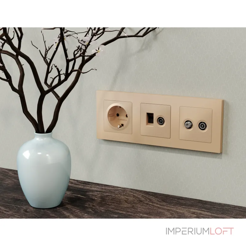 Лицевая панель (Шампань) для TV двойной розетки Ambrella Volt ALFA AP6133 от ImperiumLoft