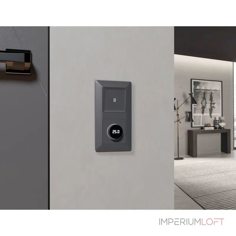 Лицевая панель (Антрацит серый) для терморегулятора теплого пола с цифровым дисплеем Ambrella Volt ALFA AP6558 от ImperiumLoft