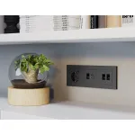 Лицевая панель (Графит мягкое касание) для электрической розетки с заземлением со шторками 2USB C+C Ambrella Volt ALFA AP9105 от ImperiumLoft