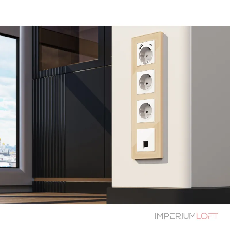 Комплект механизма компьютерной розетки RJ-45 (8P8C) CAT6A экранированной с автоматической защитной шторкой Ambrella Volt MA MA112005