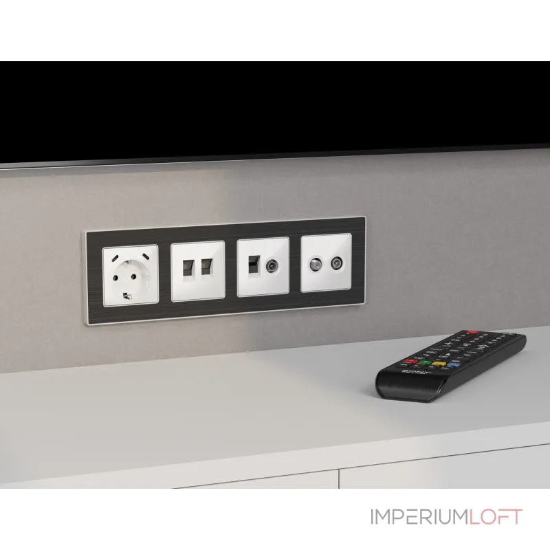 Комплект механизма розетки компьютерной + TV оконечной RJ-45 (8P8C) CAT6/50-870 MHz 1dB Ambrella Volt MA MA112510 от ImperiumLoft