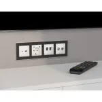 Комплект механизма компьютерной двойной розетки RJ-45 (8P8C) CAT6 с автоматической защитной шторкой Ambrella Volt MA MA132110