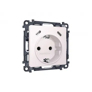 Комплект механизма электрической розетки 2USB С+C 20W (быстрая зарядка) с/з на винтовых зажимах 16A-250V Ambrella Volt MA MA210510 Комплект механизма электрической розетки 2USB С+C 20W (быстрая зарядка) с/з на винтовых зажимах 16A-250V Ambrella Volt MA MA210510