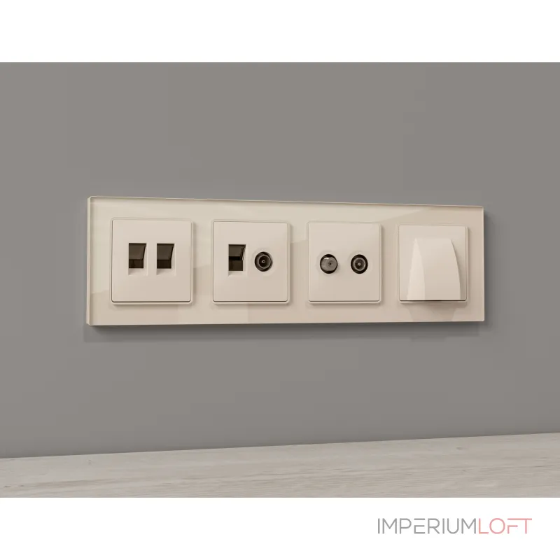 Комплект механизма розетки компьютерной + TV оконечной RJ-45 (8P8C) CAT6/50-870 MHz 1dB Ambrella Volt MA MA332510