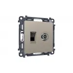 Комплект механизма розетки компьютерной + TV оконечной RJ-45 (8P8C) CAT6/50-870 MHz 1dB Ambrella Volt MA MA372510