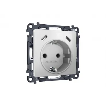 Комплект механизма электрической розетки 2USB С+C 20W (быстрая зарядка) с/з на винтовых зажимах 16A-250V Ambrella Volt MA MA410510 Комплект механизма электрической розетки 2USB С+C 20W (быстрая зарядка) с/з на винтовых зажимах 16A-250V Ambrella Volt MA MA410510