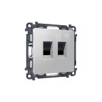 Комплект механизма компьютерной двойной розетки RJ-45 (8P8C) CAT6 с автоматической защитной шторкой Ambrella Volt MA MA412110
