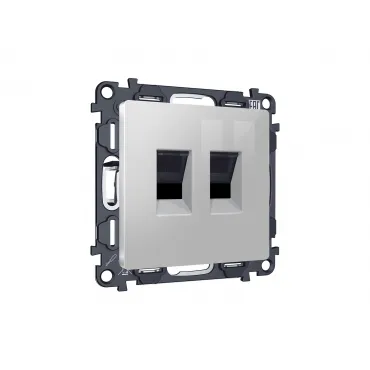 Комплект механизма компьютерной двойной розетки RJ-45 (8P8C) CAT6 с автоматической защитной шторкой Ambrella Volt MA MA412110