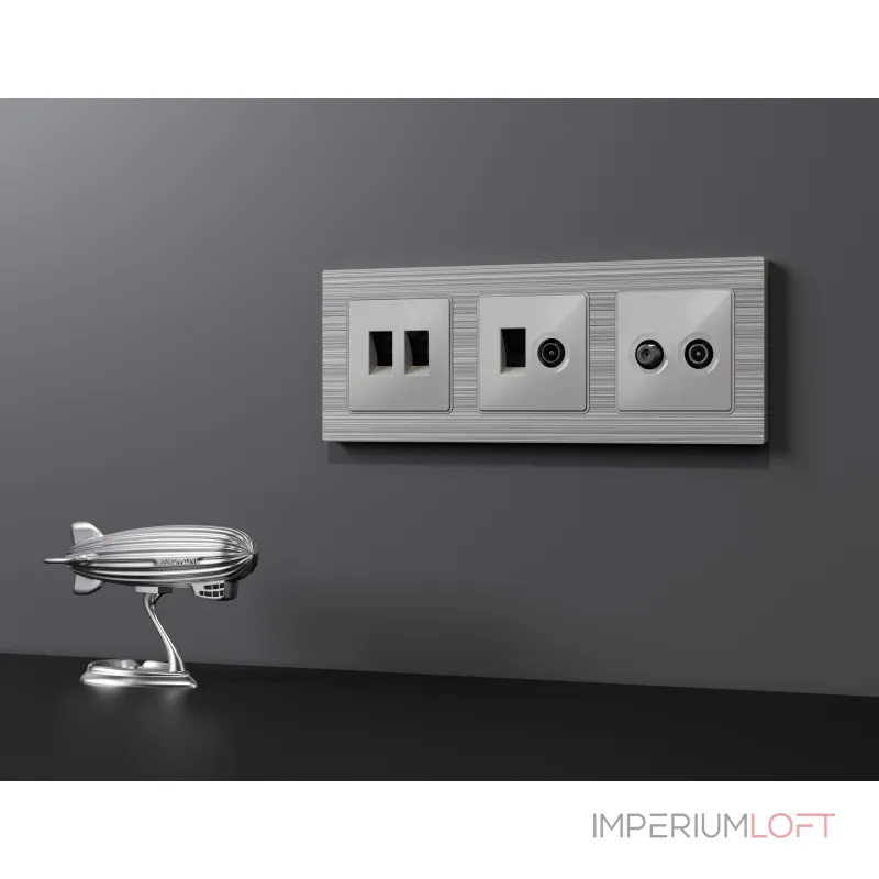 Комплект механизма компьютерной двойной розетки RJ-45 (8P8C) CAT6 с автоматической защитной шторкой Ambrella Volt MA MA412110